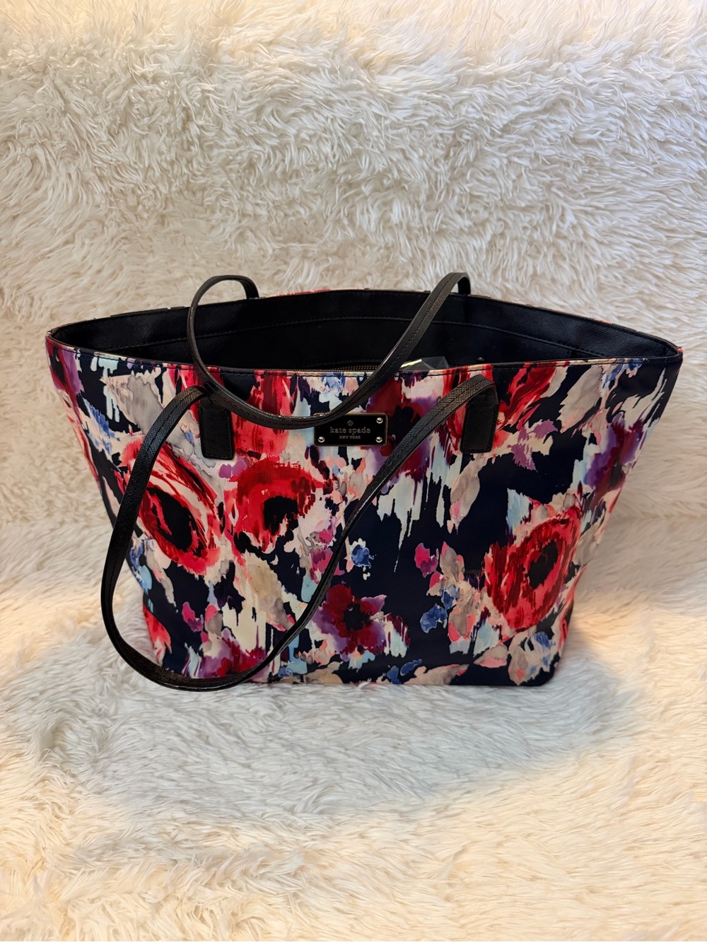 Kate Spade Watercolor Tote Black/Pink L